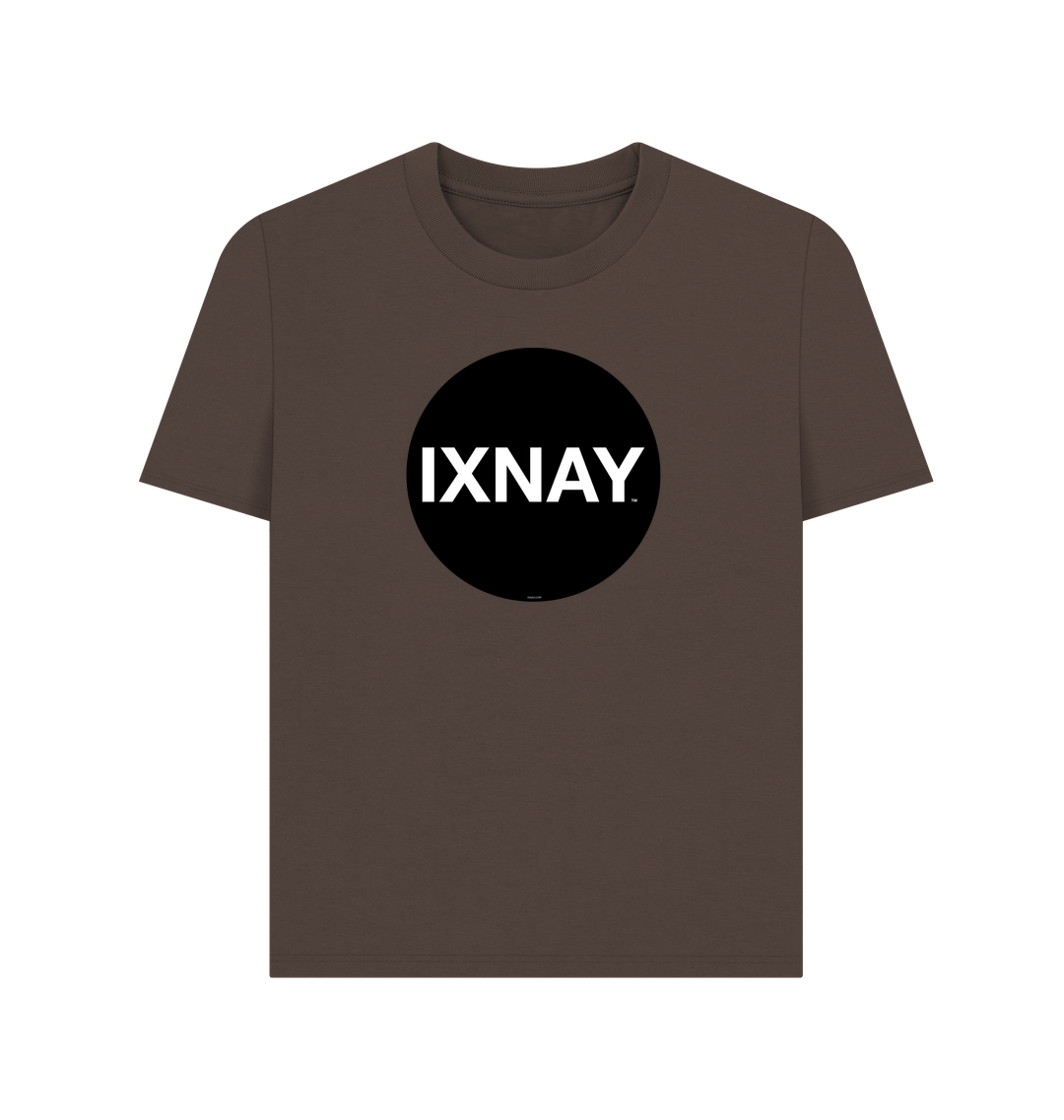 Chocolate Brown Printed Women's T-Shirt with Original Black Circular IXNAY Logo