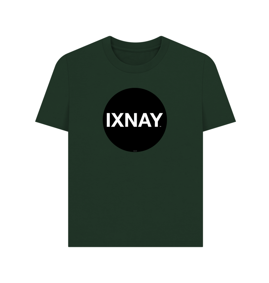 Evergreen Dark Green Printed Women's T-Shirt with Original Black Circular IXNAY Logo
