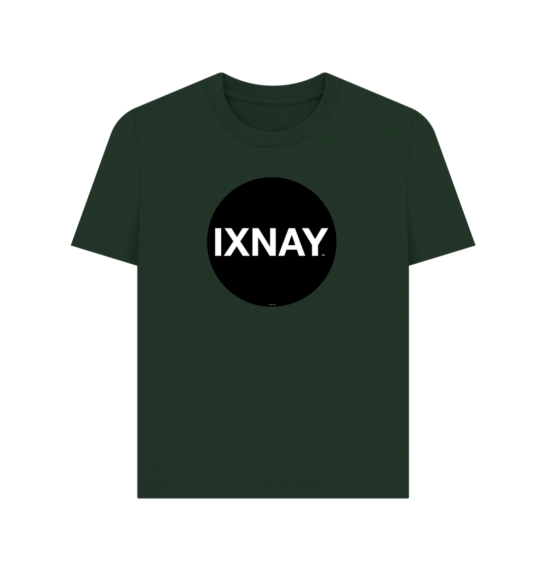 Evergreen Dark Green Printed Women's T-Shirt with Original Black Circular IXNAY Logo
