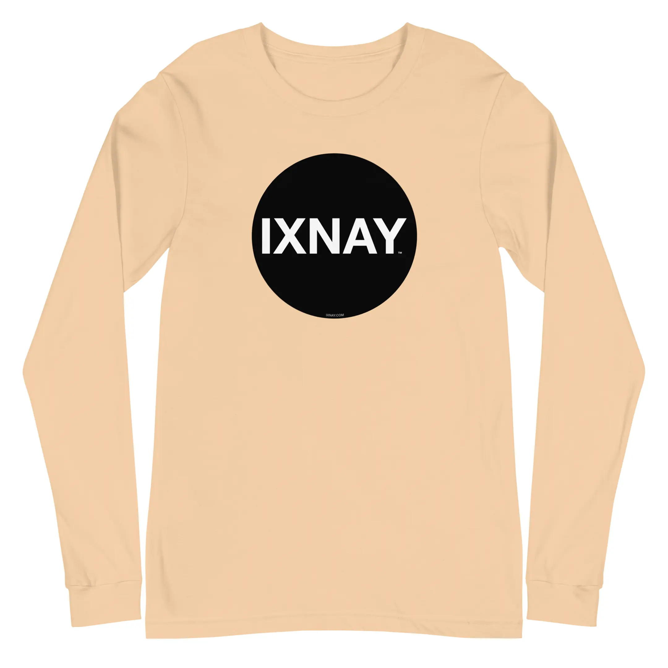 IXNAY original logo mens unisex sand dune beige long-sleeved t-shirt front - 100% cotton, high quality
