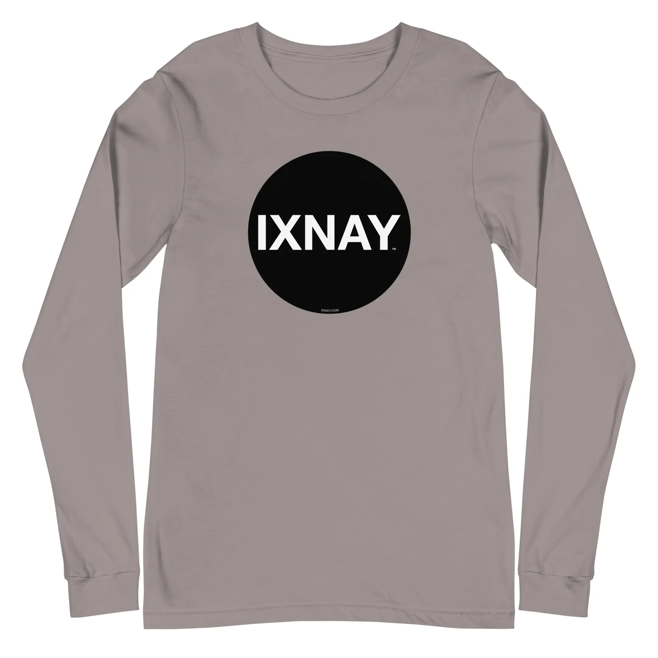 IXNAY original logo mens unisex storm gray long-sleeved t-shirt front - 100% cotton, high quality