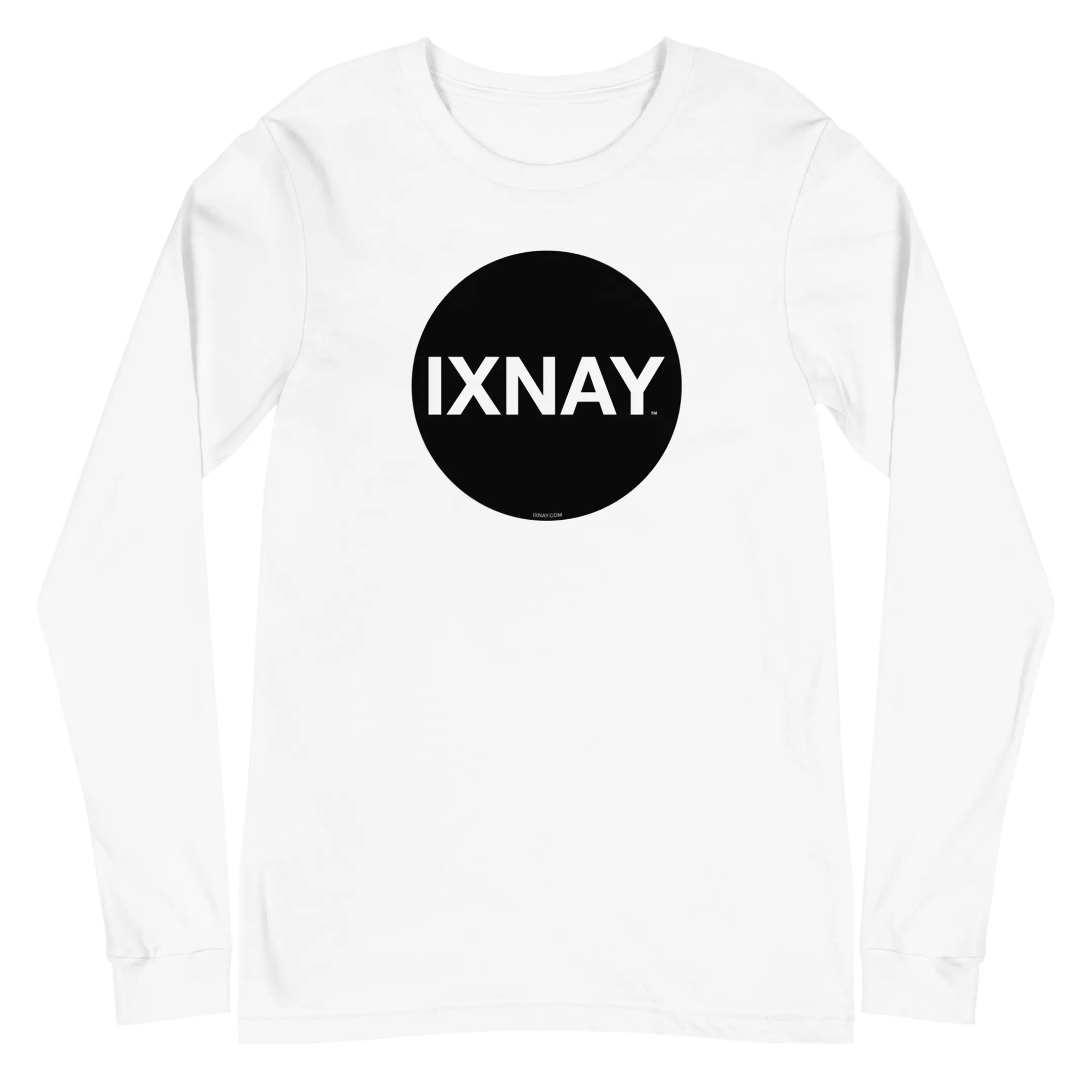 IXNAY original logo mens unisex white long-sleeved t-shirt front - 100% cotton, high quality