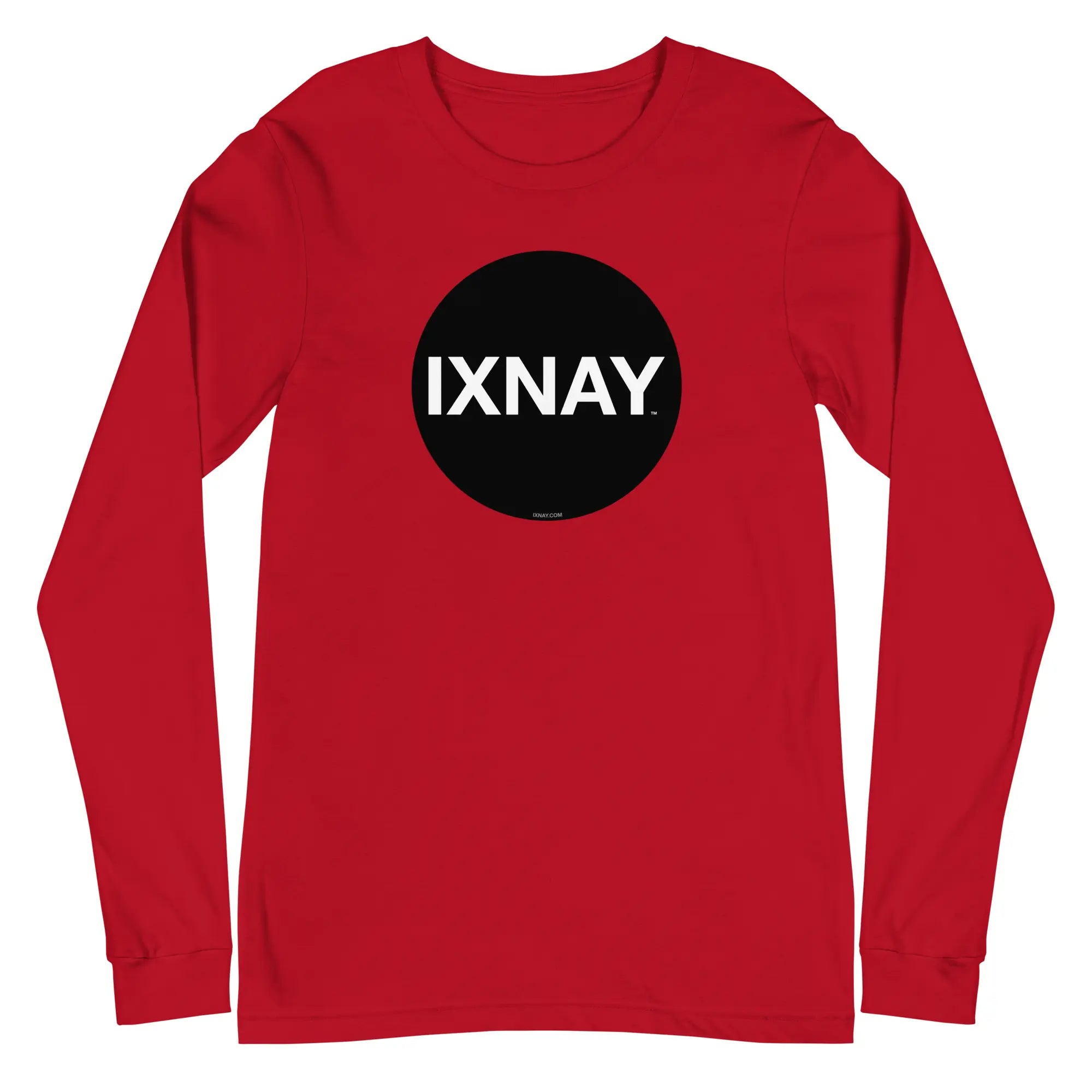 IXNAY original logo mens unisex red long-sleeved t-shirt front - 100% cotton, high quality