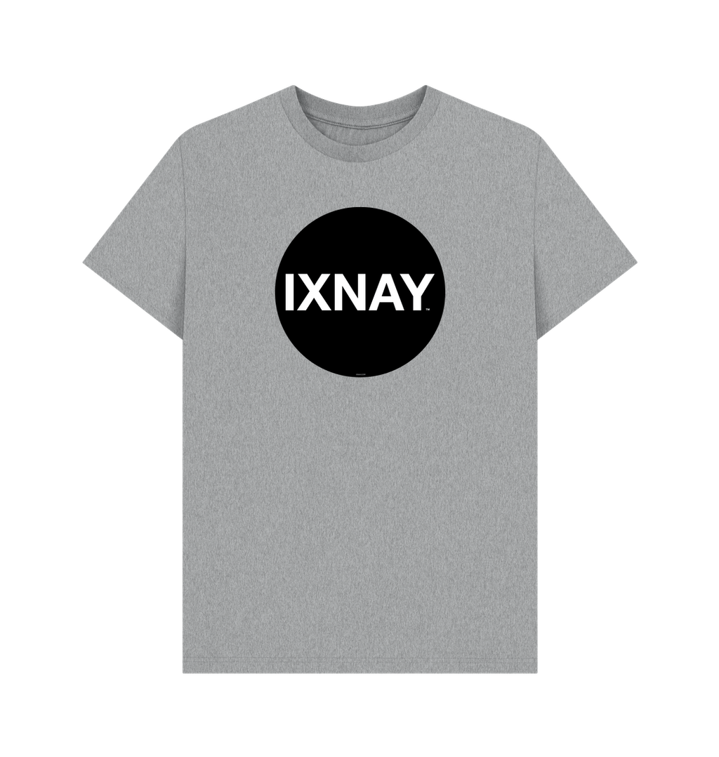 Athletic Grey Printed T-shirt with Original Black Round IXNAY Logo to represent the artist and musician IXNAY