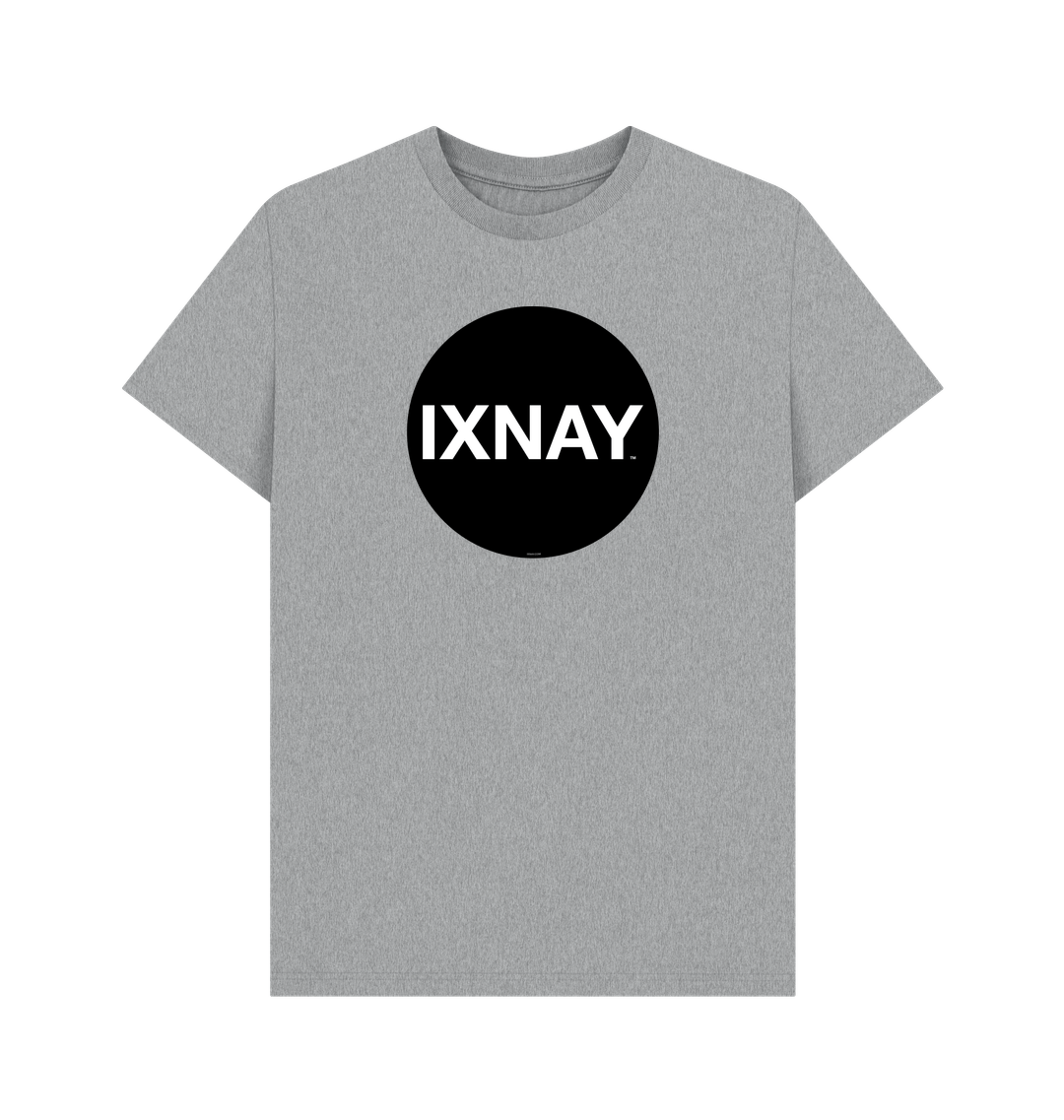 Athletic Grey Printed T-shirt with Original Black Round IXNAY Logo to represent the artist and musician IXNAY