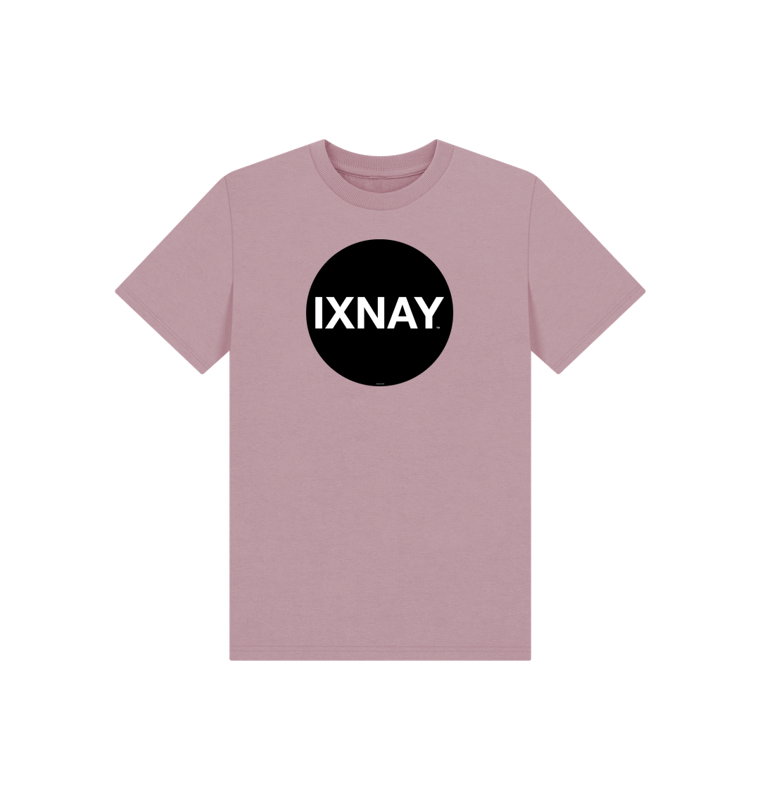 Mauve Printed Kids T-Shirt  with Original Black Circular IXNAY Logo