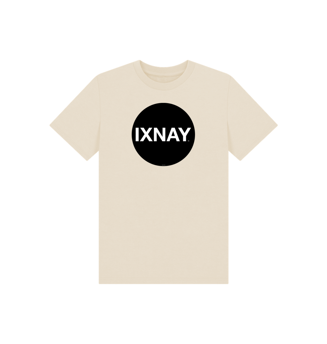 Oat Light Beige Printed Kids T-Shirt with Original Black Circular IXNAY Logo