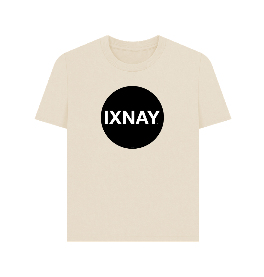 Oat Light Beige Printed Women's T-Shirt with Original Black Circular IXNAY Logo