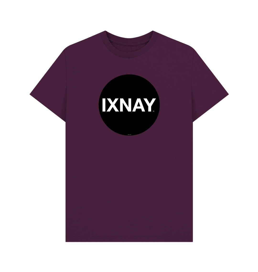 Purple Printed T-shirt with Original Black Round IXNAY Logo to represent the artist and musician IXNAY