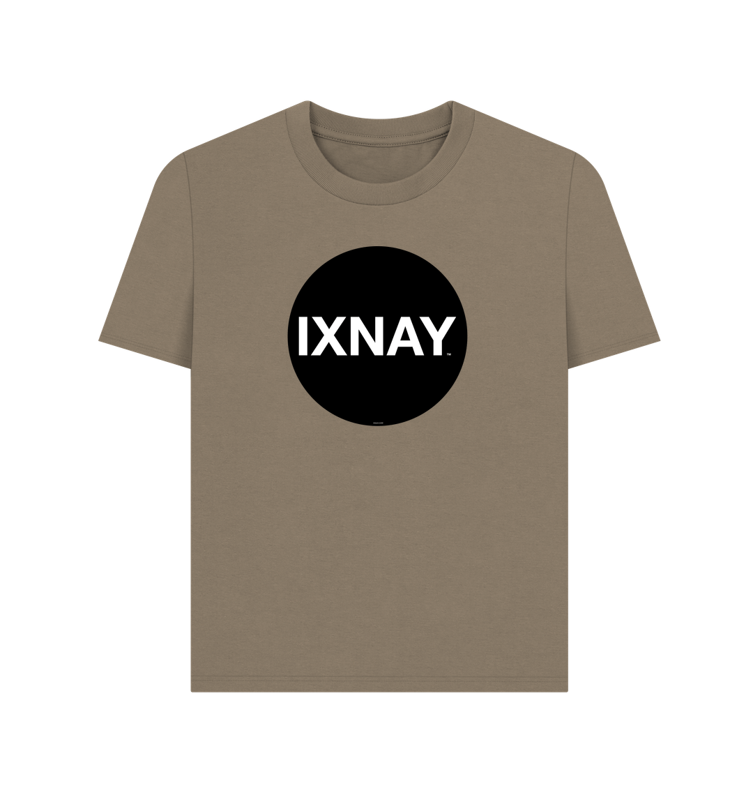 Willow Beige Printed Women's T-Shirt with Original Black Circular IXNAY Logo